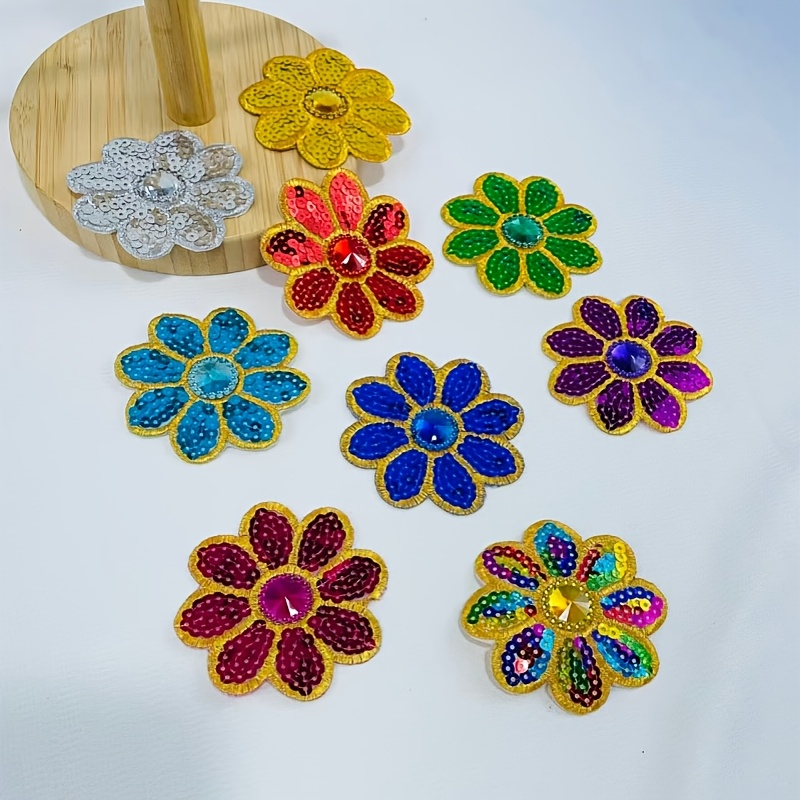 Applique Patch Flower - 10 шт. цветочные аппликации с пайетками