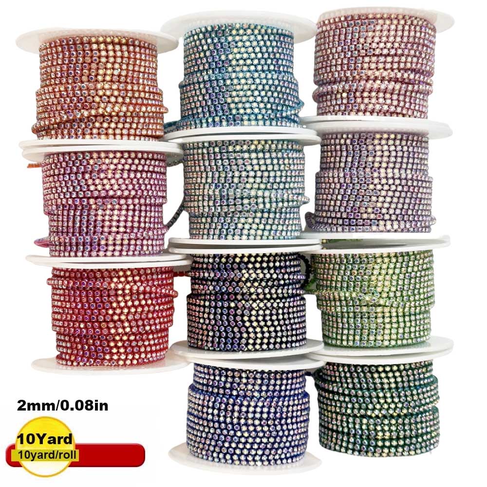 Sew On Rhinestone - 9 м Новая 2-миллиметровая цепочка для