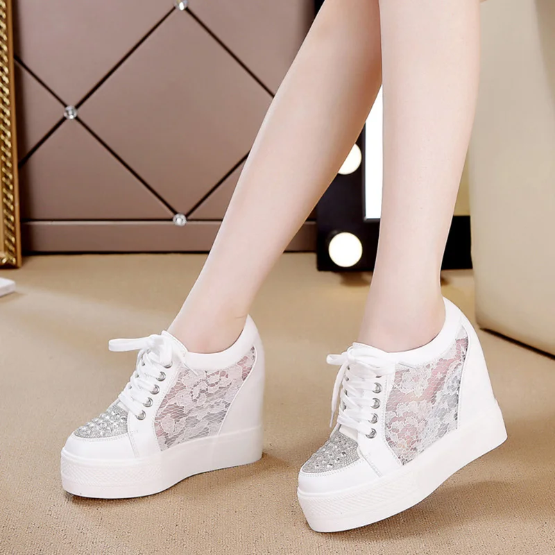 Crystal Mesh Fabric - Модные кроссовки, женская обувь на платформе,