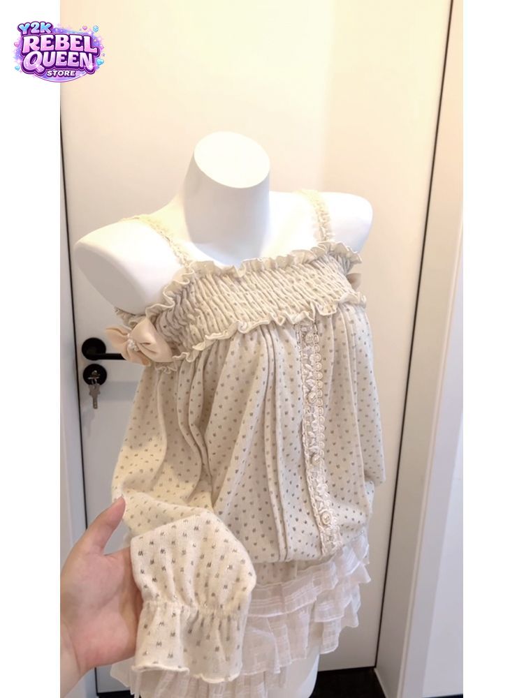 Elastic Lace Trim - Нежный японский винтажный комплект: мини-юбка и