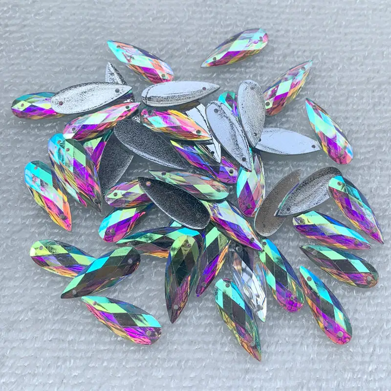 40 шт. 8*22 мм белые стразы AB – обзор и цена Sew On Rhinestone