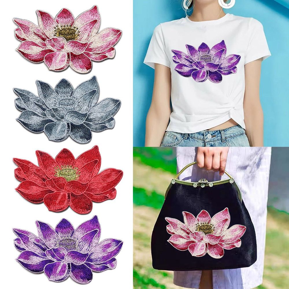 Мягкая нашивка с цветком лотос – обзор и цена Applique Patch Flower